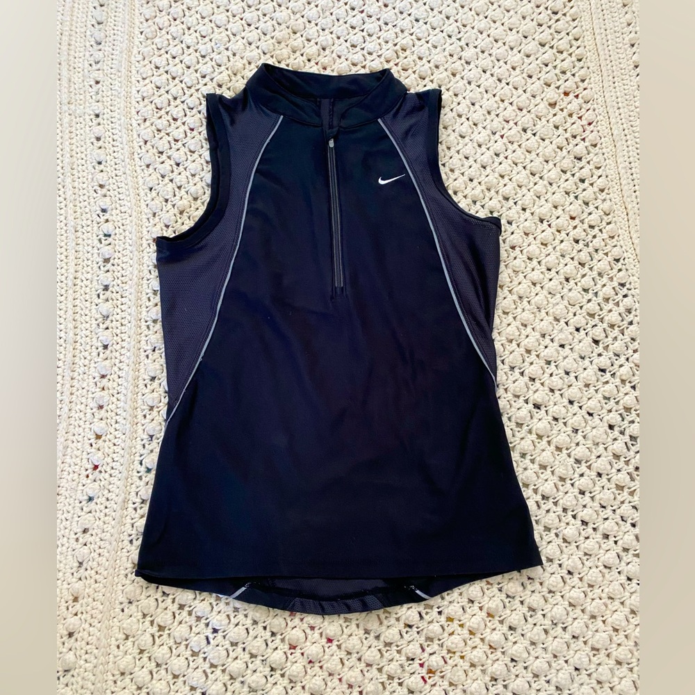 Nike Sleeveless Dri-fit sleeveless half zip bike top Sz S EUC Black